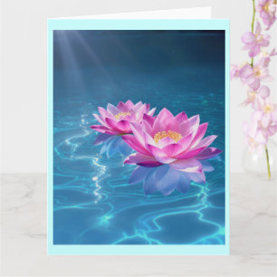 水晶に浮かぶピンクの蓮の花 カード