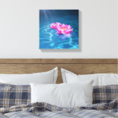 水晶に浮かぶピンクの蓮の花 キャンバスプリント (インサイチュ (寝室))