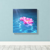 水晶に浮かぶピンクの蓮の花 キャンバスプリント (インサイチュ (ウッドフロア))