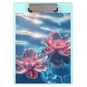 水晶に浮かぶピンクの蓮の花 クリップボード