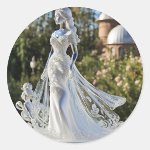 水晶のガラスのプリンセス 白いドレス ラウンドシール
