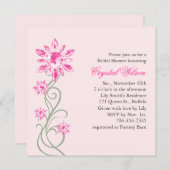 水晶のブライダルシャワーの招待状(ピンク) 招待状 (正面/裏面)