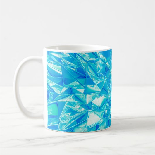 水晶の三角形の背景。 コーヒーマグカップ (左)