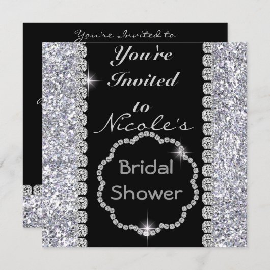 水晶の招待状とのきらきら光るなブライダルシャワー 招待状 (正面/裏面)