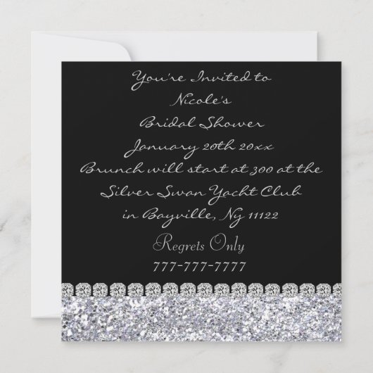 水晶の招待状とのきらきら光るなブライダルシャワー 招待状 (裏面)