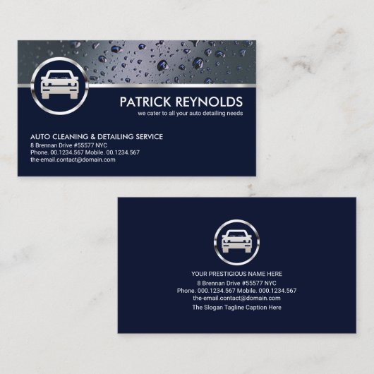 水晶の澄ん水滴が自動車洗車 名刺 (正面/裏面)