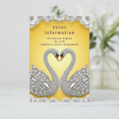 💍 水晶の白鳥カップル ゴージャスな装飾スタイル🌸 エンクロージャーカード (スタンド正面)