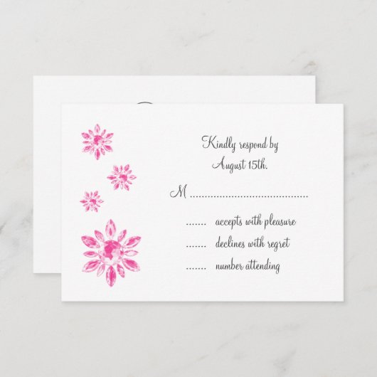 水晶の結婚式RSVP (白い) 出欠カード (正面/裏面)