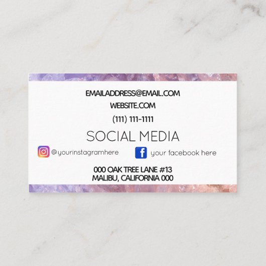 水晶宝石 名刺 (裏面)