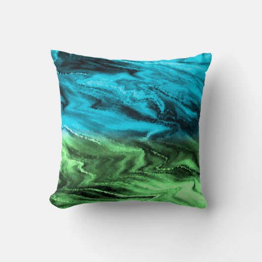 水晶抽象芸術パターン(青と緑) クッション (正面)