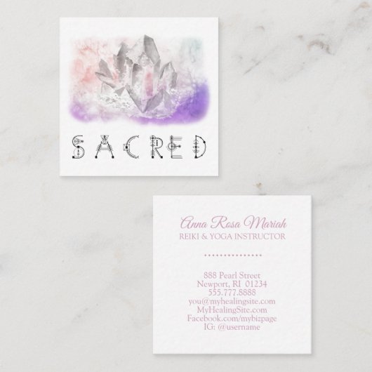 *~*水晶水彩聖なるエネルギーヒーリングアート スクエア名刺 (正面/裏面)