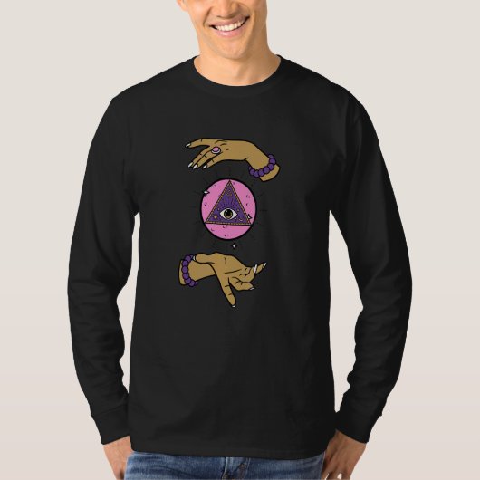水晶玉潜在異教の占魔法ファンタジー Tシャツ (正面)