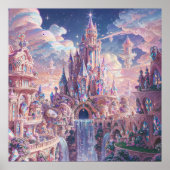 水晶王国城 - ファンタジーアートスタイル ポスター (正面)