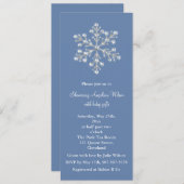 水晶雪片のベビーシャワーの招待状(青い) 招待状 (正面/裏面)