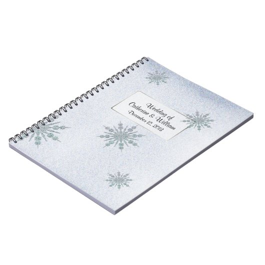 水晶雪片の冬の結婚式のゲストは署名します ノートブック (左側)