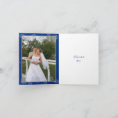 水晶雪片の青い結婚式は感謝していしています サンキューカード (内部)