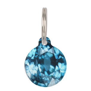 水晶青い宝石用原石のジルコン12月Birthstone ペット ネームタグ