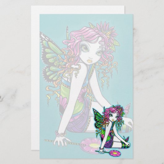 "水晶"虹キャンデーの妖精の芸術の文房具 便箋 (正面/裏面)