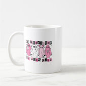 水曜日に私たち衣服かわいいピンク幽霊ハロウィーン コーヒーマグカップ (左)