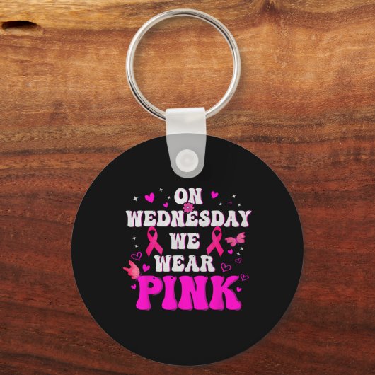 水曜日に私たち衣服ピンクリボン乳がんAwa キーホルダー (正面)