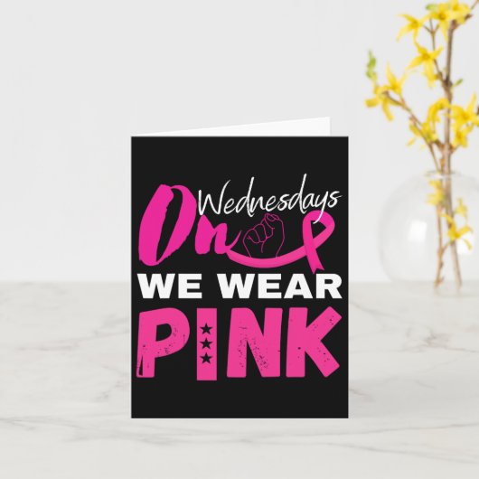 水曜日に私たち衣服ピンク乳がん認識度 カード (黄色い花)