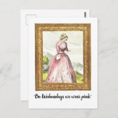 「水曜日に私たち衣服ピンク」葉書おもしろい ポストカード (正面/裏面)