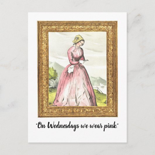 「水曜日に私たち衣服ピンク」葉書おもしろい ポストカード (正面)