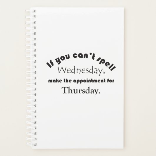 水曜日の木曜日のことわざピボットを綴おもしろいれない プランナー手帳 (正面)