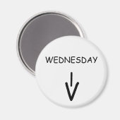 水曜日の矢印ラウンドホワイトマグネットby Janz マグネット (正面/裏面)