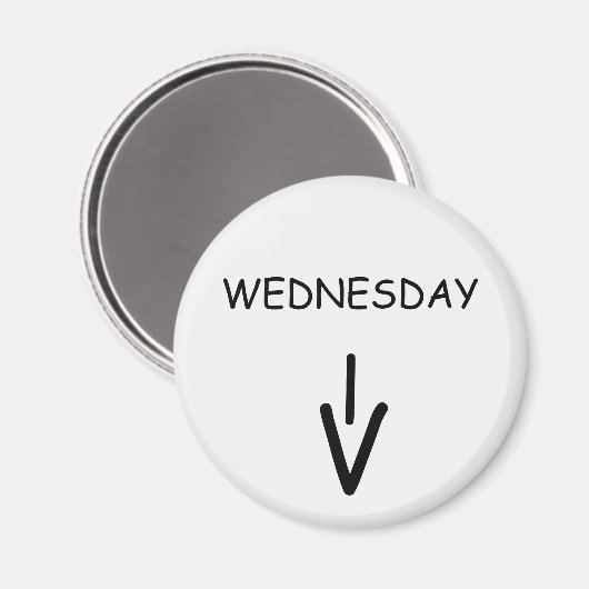水曜日の矢印ラウンドホワイトマグネットby Janz マグネット (正面/裏面)