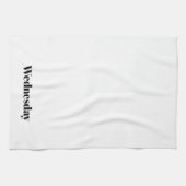 「水曜日」の白黒ミニマリスト キッチンタオル (横)