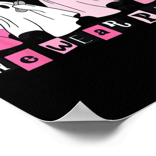 水曜日we衣服かわいいピンク幽霊ハロウィーン ポスター (角)