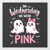 水曜日We衣服ピンクハロウィン不気味スカル ウィンドウサイン (シート)