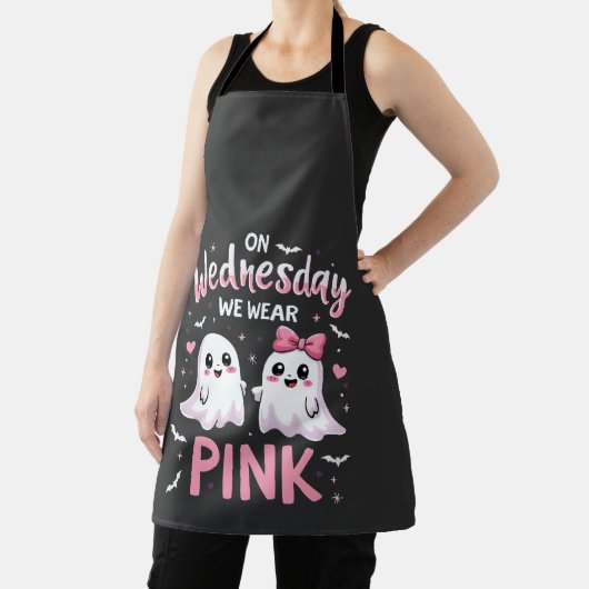 水曜日We衣服ピンクハロウィン不気味スカル エプロン (インサイチュ)
