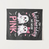 水曜日We衣服ピンクハロウィン不気味スカル タペストリー (正面(横))