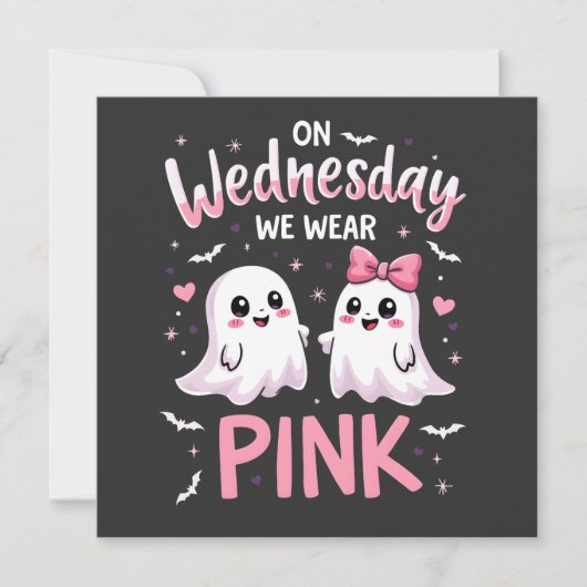 水曜日We衣服ピンクハロウィン不気味スカル 招待状 (正面)