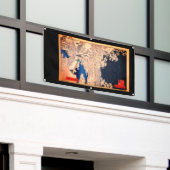 水木版プリント幟付き橋 横断幕 (ビルの外側)