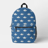 水柄の折り紙ボート プリントバックパック (正面)