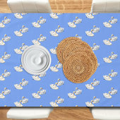 水柄の白鳥とうもろこし青 テーブルクロス