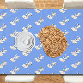 水柄の白鳥とうもろこし青 テーブルクロス