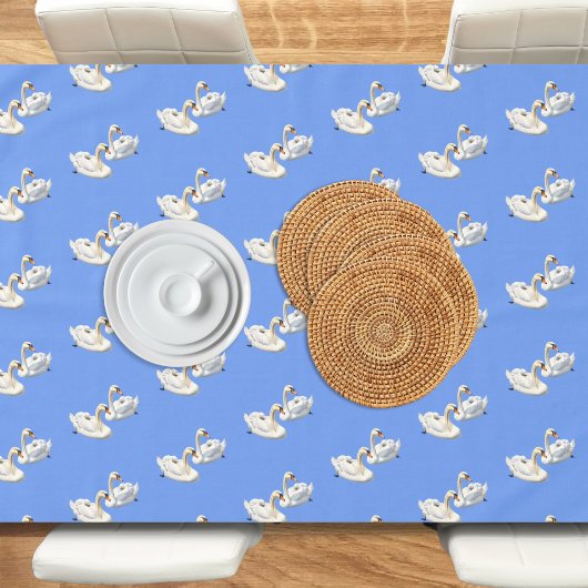 水柄の白鳥とうもろこし青 テーブルクロス