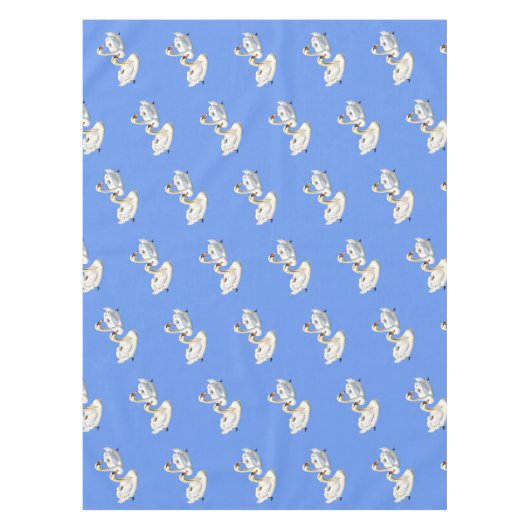 水柄の白鳥とうもろこし青 テーブルクロス (正面)