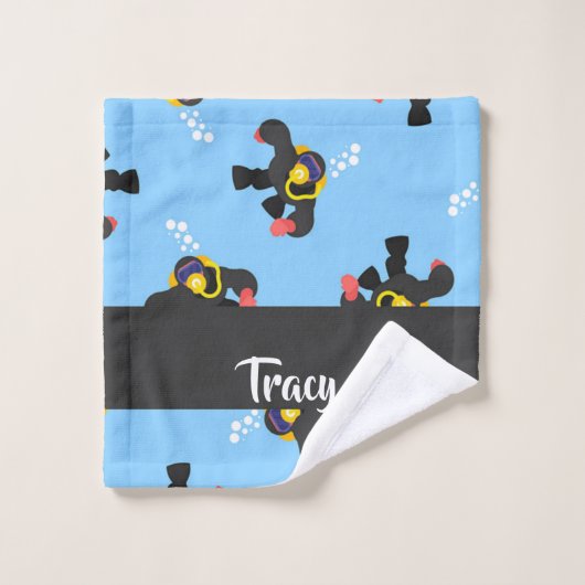 水柄下のスキューバダイバー ウォッシュタオル (ウォッシュタオル)