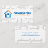 水栓のロゴ | パイプシステムの背景 名刺 (正面/裏面)