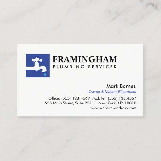 水栓の水栓の配管配管配管工のロゴ 名刺 (正面)