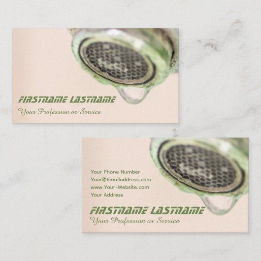 水栓の配管工、ブリキ職人と金属製屋上の水滴を滴らせる 名刺 (正面/裏面)