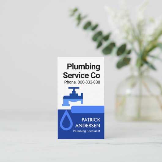 水栓の青いタブレイヤーの漏れ 名刺 (スタンド正面)