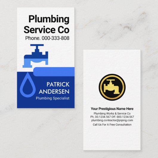 水栓の青いタブレイヤーの漏れ 名刺 (正面/裏面)