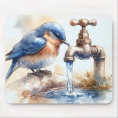 水栓付き水彩青鳥 マウスパッド (正面)