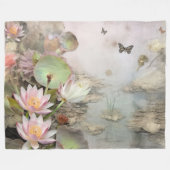 水植物学による蓮の芸術的静け フリースブランケット (正面(横))
